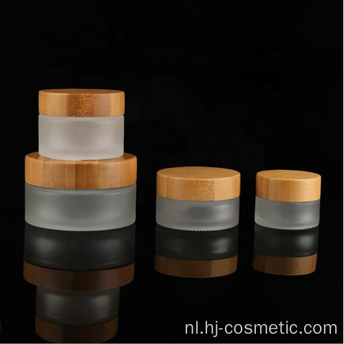 100g lege bamboe cosmetische deksel frosted glazen potten / cosmetische lotion flessen / cosmetische flessen en potten